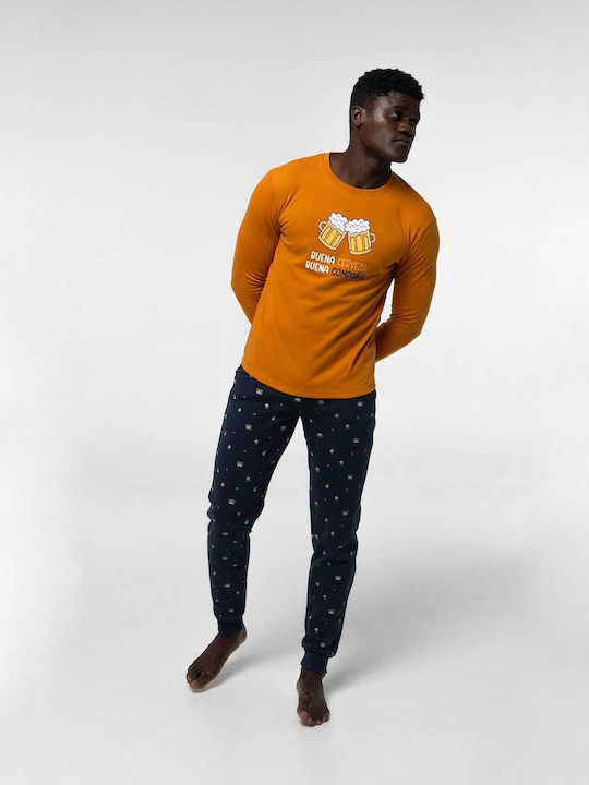 Dark Elephant Men's Winter Pajama Blouse Mostaza