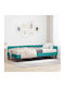 Single Wooden Bed Turquoise with Slats and Mattress 100x200cm