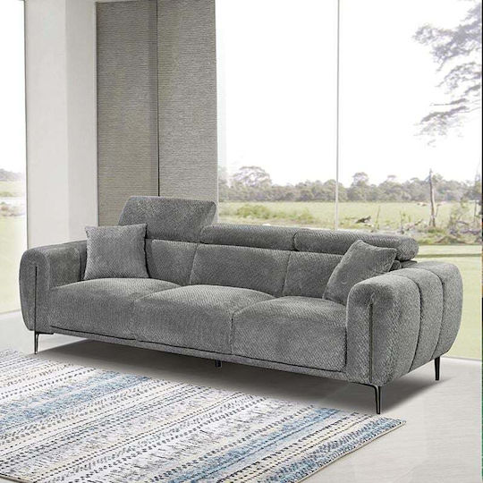 Триместен Диван Тъмно Сив 220x94x90см Е9509,32