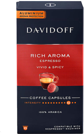 Davidoff Kapseln Espresso Rich Aroma Kompatibel mit Maschine Nespresso 10Mützen