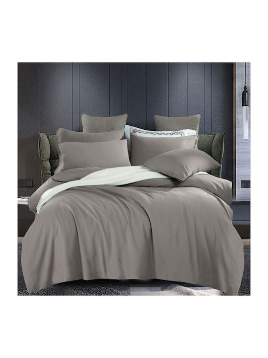 SpitiBazaar Bettwäsche-Set King Size mit Gummiband 220x240+30cm. Dark Gray 4Stück