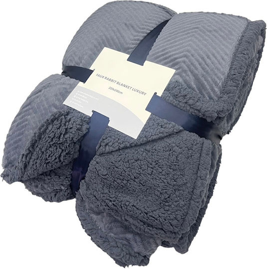 Lucktora Sherpa Blanket Double 220x240cm Dark Gray