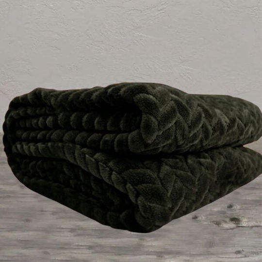 SpitiBazaar Pătură Fleece Single 160x220cm Dark Olive