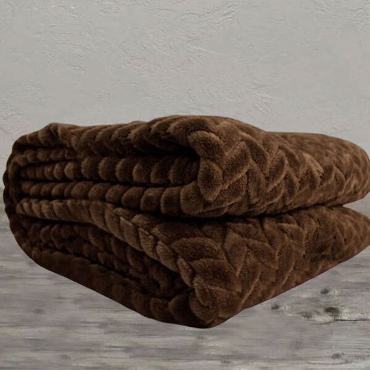 SpitiBazaar Pătură Fleece Single 160x220cm Maro închis