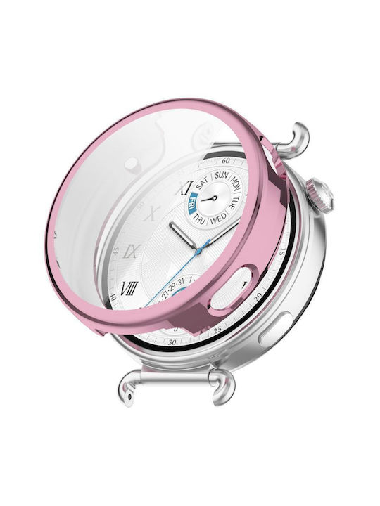 Tempered Film Integrated Силиконов Калъф със Стъкло в Розов цвят за Huawei Watch GT 6 41mm