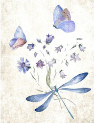 Greeting Card Without Message Flowers Dragonflies 7x11cm Paperbox