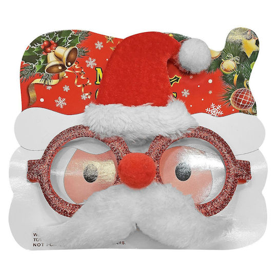 Xmasfest Χριστουγεννιάτικα Γυαλιά Άγιος Βασίλης Καπέλο Μουστάκι 14x16cm 93-3395