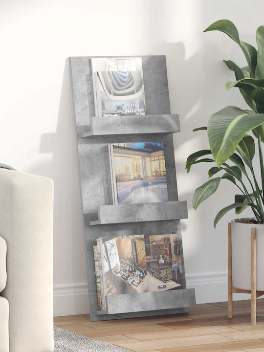 vidaXL PU Magazine Rack Gray 43x11x102cm