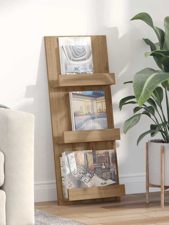 vidaXL PU Magazine Rack Brown 43x11x102cm