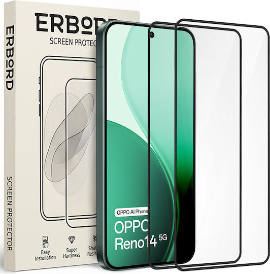 2x Sticlă Tempered Oppo Reno 14 Erbord 3D Complet Rapid Ecran Întreg