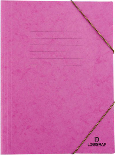 Prespan File Folder Rubber Band A4 Fuchsia Logigraf 08-20-01-10