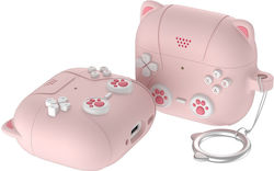 Silikonhülle für Airpods Pro 3 Cat Paw Schlüsselanhänger Rosa