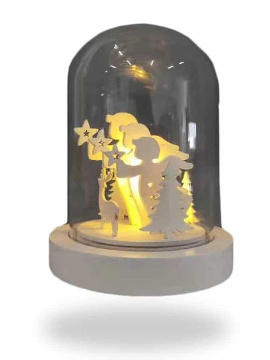 Crăciun Iluminată Ornamental Borcan cu Ingeras Baterie 7x18.5cm 1buc