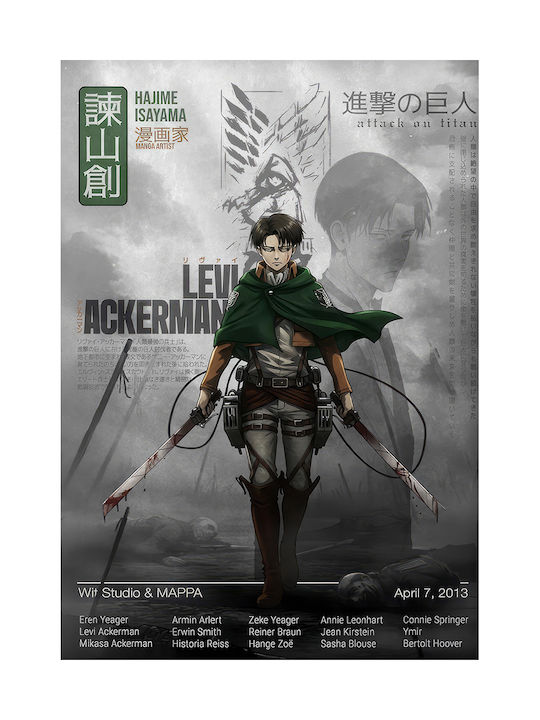Poster Attack On Titan Levi Ackerman An159 21cm X 30cm