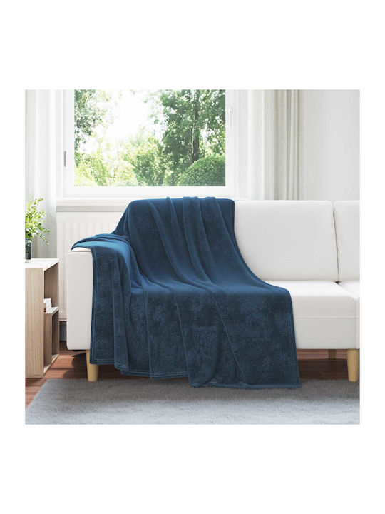 vidaXL Ριχτάρι Πολυθρόνας Fleece 150x200εκ. Σκούρο Μπλε 42016806