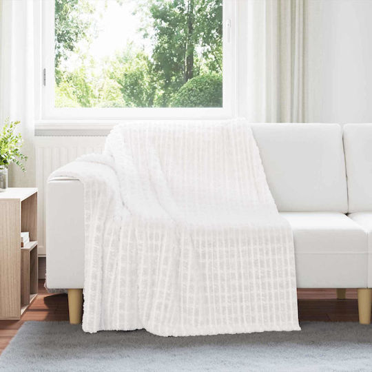 vidaXL Ριχτάρι Πολυθρόνας Fleece 200x150εκ. Λευκό