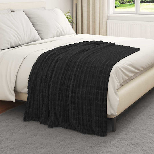 vidaXL Armchair Throw Fleece 150x130cm Black