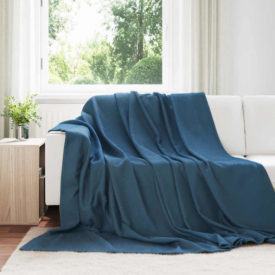 vidaXL Ριχτάρι Πολυθρόνας Fleece 240x220εκ. Σκούρο Μπλε