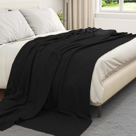 vidaXL Ριχτάρι Διθέσιου Καναπέ Fleece 270x240εκ. Μαύρο