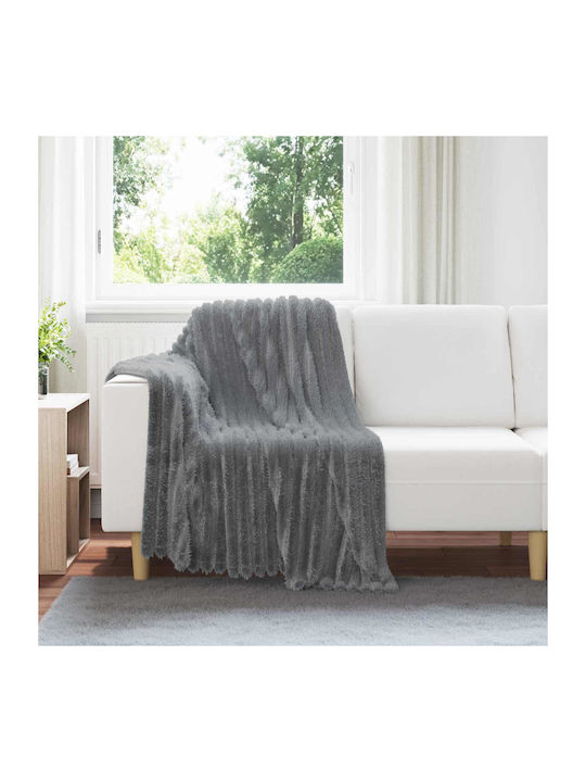 vidaXL Ριχτάρι Πολυθρόνας Fleece 150x130εκ. Σκούρο Γκρι 42016873