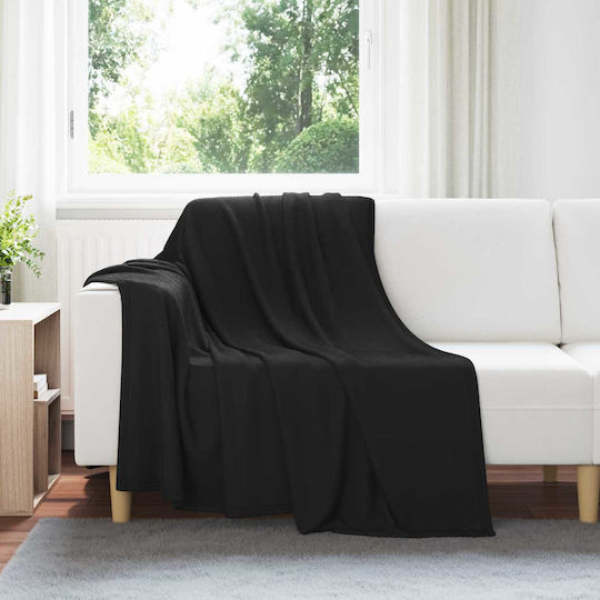 vidaXL Ριχτάρι Πολυθρόνας Fleece 200x150εκ. Μαύρο