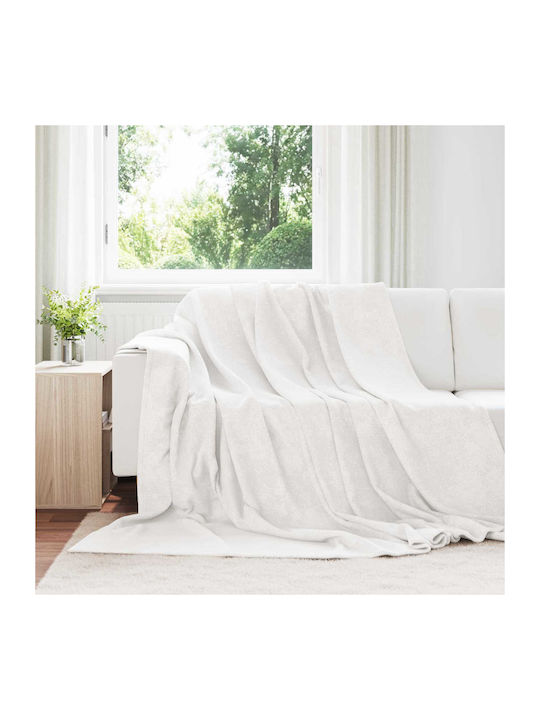 vidaXL Ριχτάρι Τριθέσιου Καναπέ Fleece 240x270εκ. Λευκό