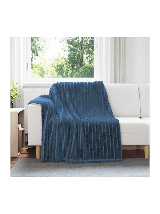 vidaXL Ριχτάρι Πολυθρόνας Fleece 200x150εκ. Σκούρο Μπλε 42016882