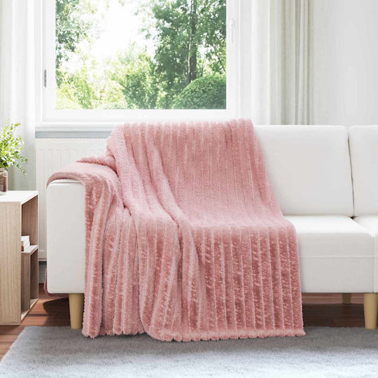 vidaXL Ριχτάρι Πολυθρόνας Fleece 200x150εκ. Ροζ