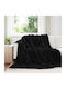 vidaXL Ριχτάρι Διθέσιου Καναπέ Fleece 270x240εκ. Μαύρο