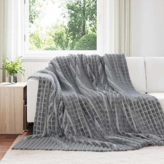 vidaXL Κουβέρτα Fleece King Size 270x240εκ. Σκούρο Γκρι
