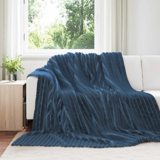 vidaXL Fleece Blanket King Size 270x240cm Dark Blue