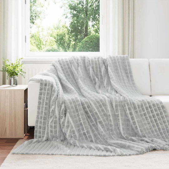 vidaXL Κουβέρτα Fleece Υπέρδιπλη 240x220εκ. Γκρι