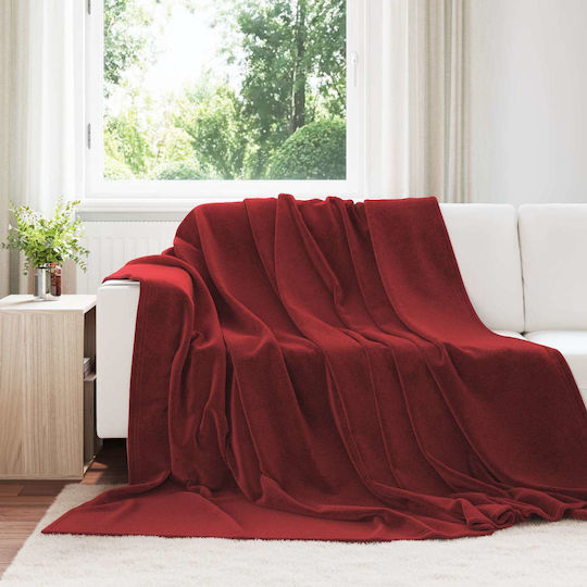 vidaXL Fleece Blanket Double 220x240cm Verdean Red