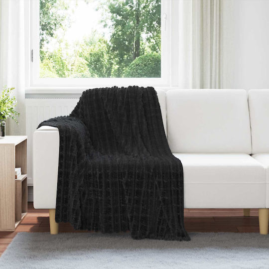 vidaXL Κουβέρτα Fleece Μονή 150x130εκ. Μαύρο