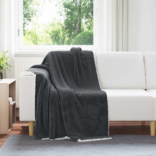 vidaXL Fleece Blanket Couch 130x150cm Dark Grey