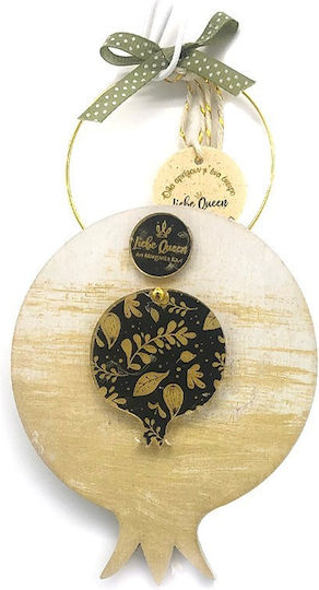 LiebeQueen Handmade Hanging Lucky Charm Pomegranate Yellow made of Wood 1pcs