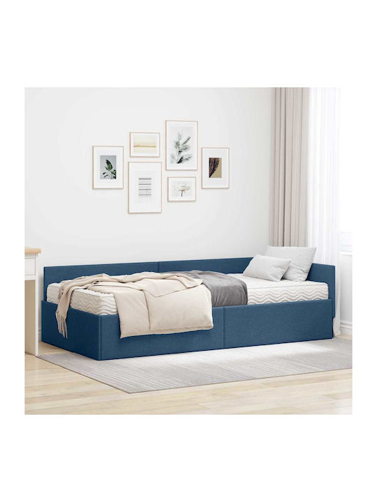 Einzelbett Blau mit Lattenrost & Matratze 80x200cm