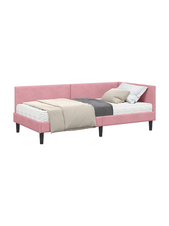Ein Einzelbett Mit Samt Grau Samt Rosa Mit Latt...