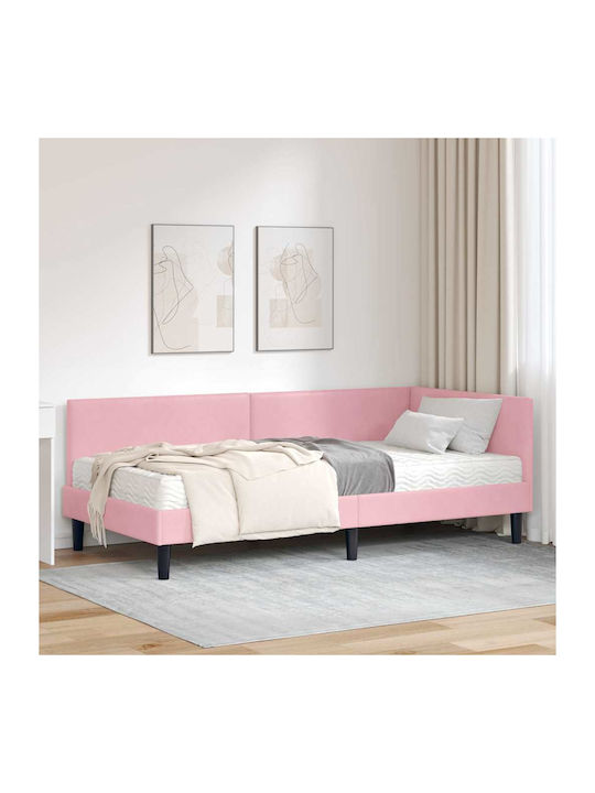 Ein Einzelbett Mit Samt Grau Samt Rosa Mit Latt...