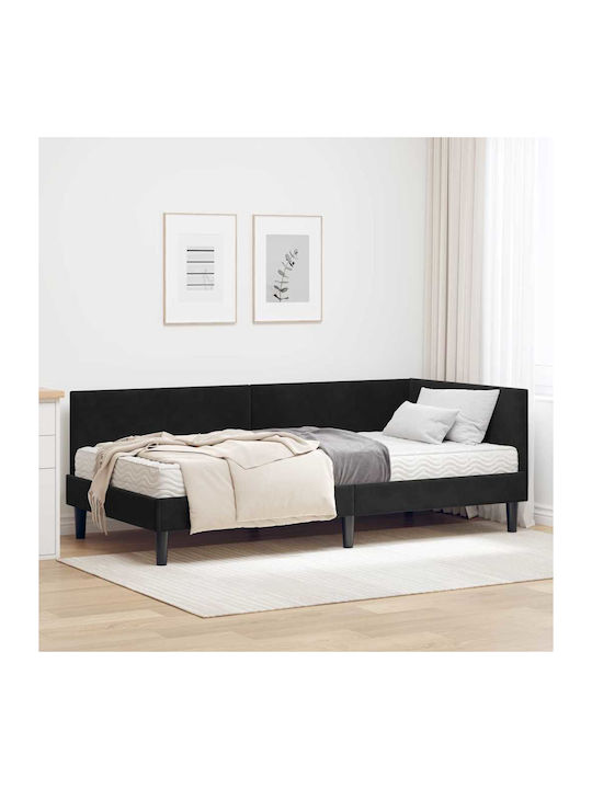 Ein Einzelbett Mit Samt Schwarz Mit Lattenrost ...
