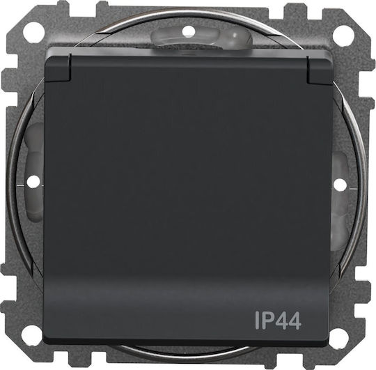 Schneider Electric Sedna Design Elements Schuko Steckdose Prad Schiene Ip44 Schwarz Anthrazit Sdd214023