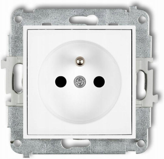 Icon Single Socket Mechanism 2p+z Grounding Overcast Front Tracks Matt White 25igp-1zp