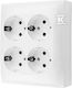 Simon Aquaclick Контакт Ip20 Schuko 4x Челен Релса Бял Acgszn4z/11