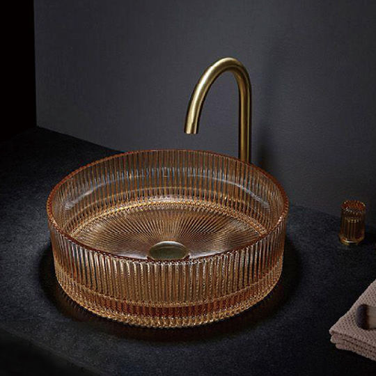 Vinci Aufgesetztes Waschbecken Porzellan 40x40x12cm Μπρονζέ Ματ Vinci Aufgesetztes Waschbecken Porzellan 40x40x12cm Μπρονζέ Ματ