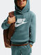 Kids Sweatshirt with Hood and Pockets Mineral Slate / White Sportswear Club