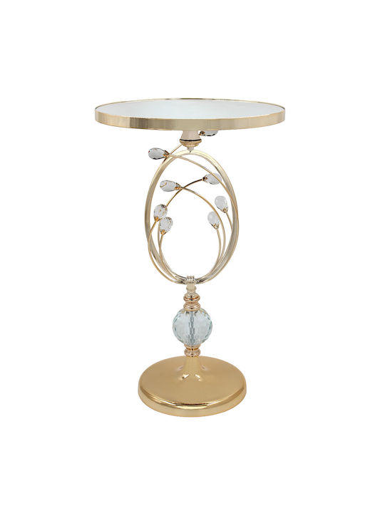 Round Side Table Glass Gold W35xL35xH58cm