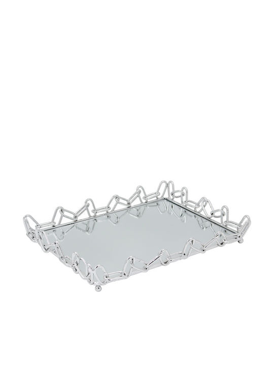 Keskor Metallic Rectangular Decorative Tray with Mirror 40x29x5.5cm