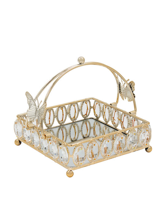 Keskor Metallic Rectangular Decorative Tray with Mirror 20x18x17cm