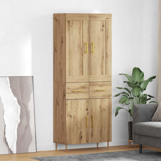 Highboard Wohnzimmer-Standvitrine aus Spanplatte Artisan Oak 69,5 x 34 x 180 cm