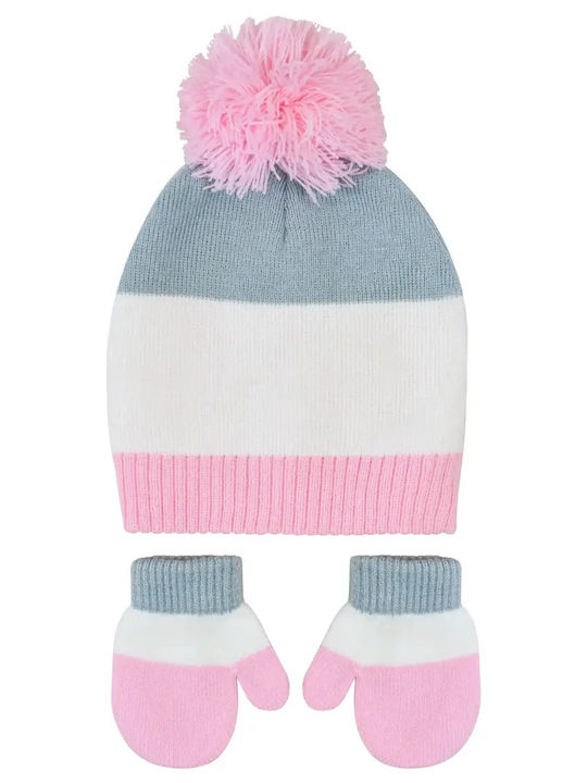 Kids Beanie Set with Gloves Knitted Multicolour